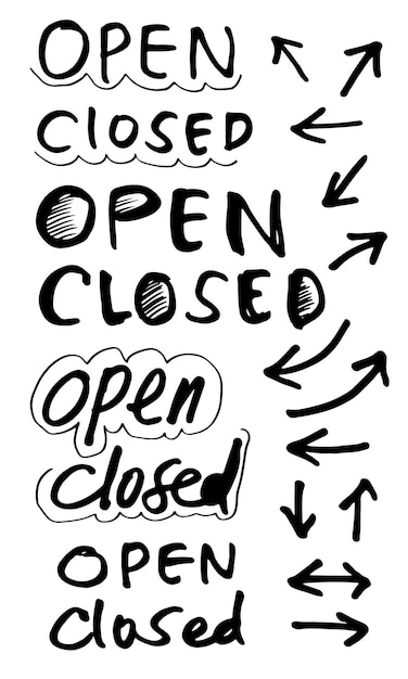 Вектор Знак open closed для использования в кафе, зданиях, магазинах и др.
