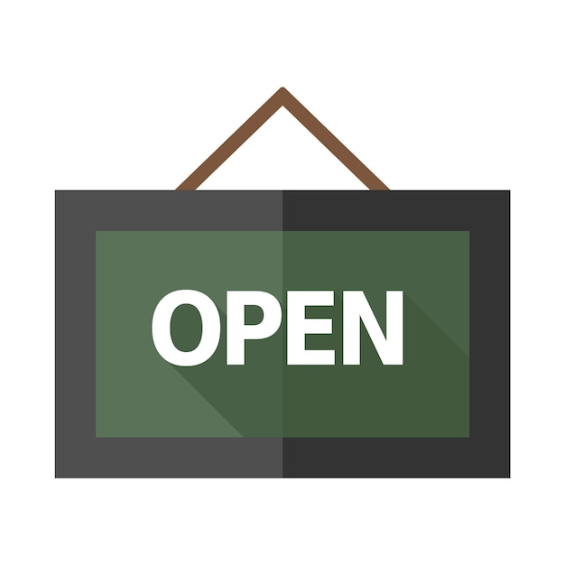 Vector open sign icon in flat color style