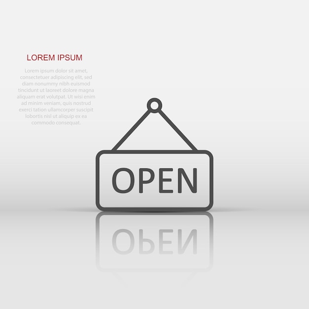 Open sign icon in flat style Accessibility vector illustration on white isolated background Message business concept
