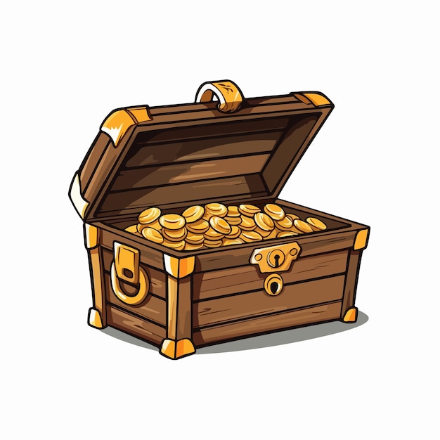 Open simple treasure box flat vector illustration open simple treasure box hand drawing isolated vector illustration