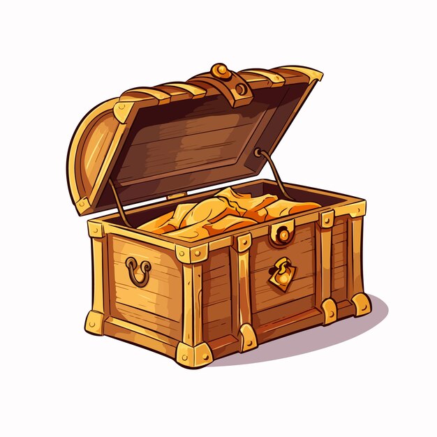 Vector open simple treasure box flat vector illustration open simple treasure box hand drawing isolated vector illustration