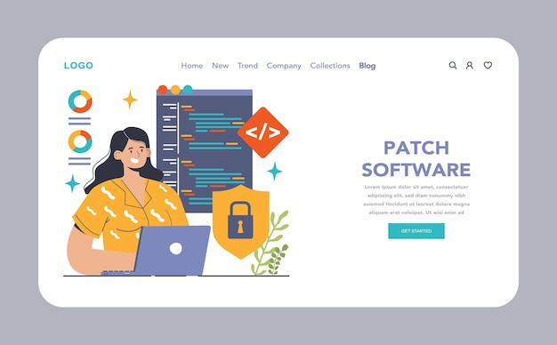 Vector open source web banner or landing page software with code available for use modification and