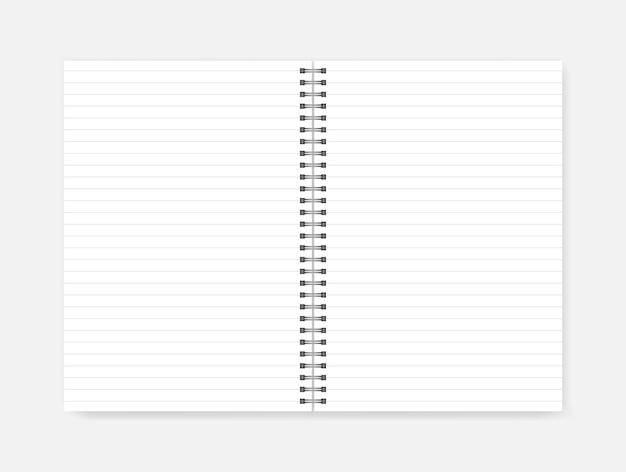 オープン スパイラル裏地ノート モックアップ ワイヤー バインド空の白い展開 a4 メモ帳ベクトル テンプレート