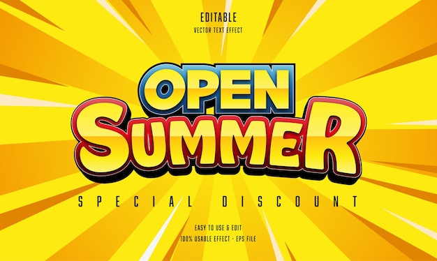 open summer editable text effect with modern and simple style