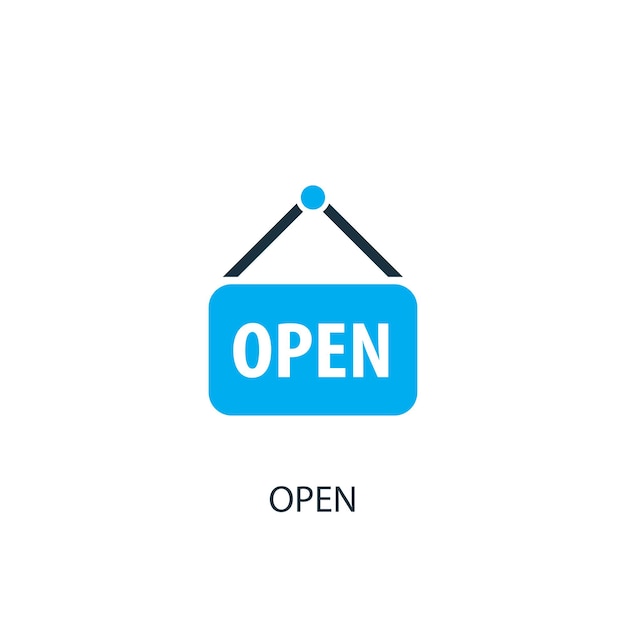 Open teken pictogram. Logo-element illustratie. Open teken symbool ontwerp uit 2 gekleurde collectie. Eenvoudig Open tekenconcept. Kan worden gebruikt in web en mobiel.