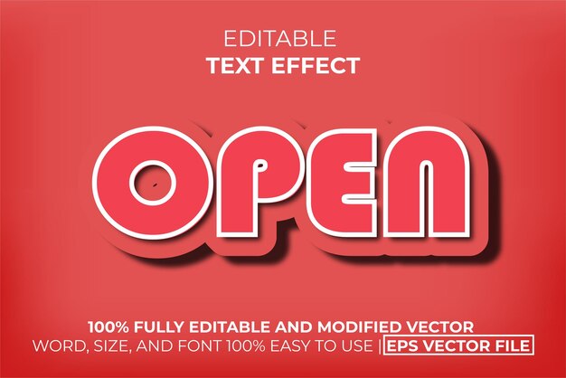 Open Text Effect with red and white colors. easy to edit