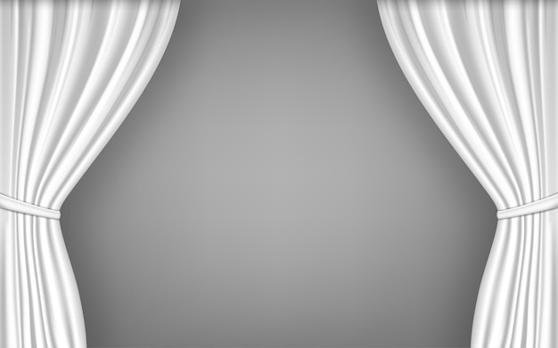 Open white curtain. illustration