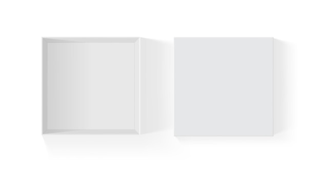 Open white paper box isolated