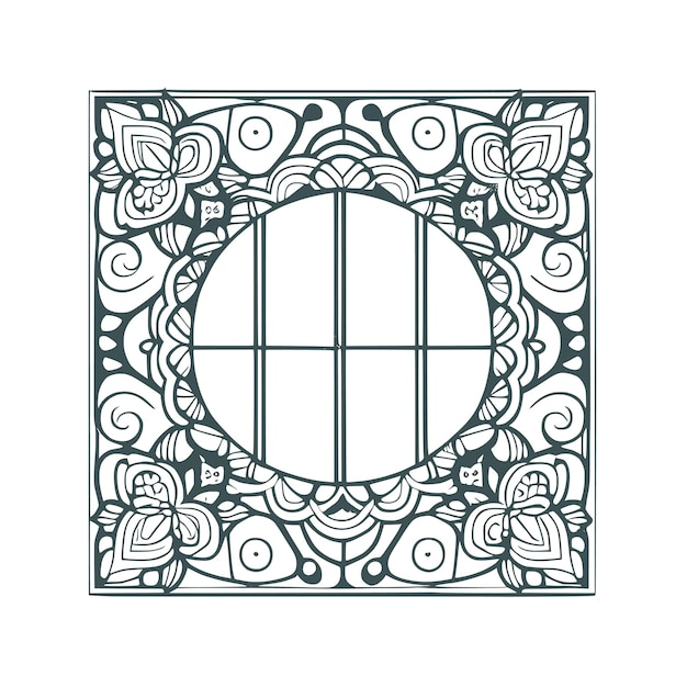 Vector the open window adorned with flowers and leaf is a beautiful drawing that brings the vintagestyle c