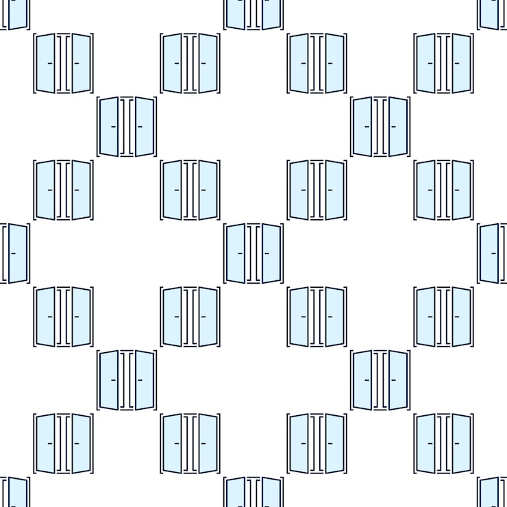 Vector open window vector square blue seamless pattern