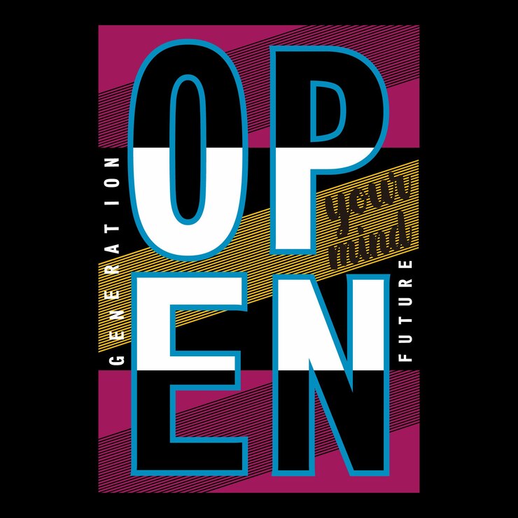 Vector open your mind slogan t shirt letters vector typography design