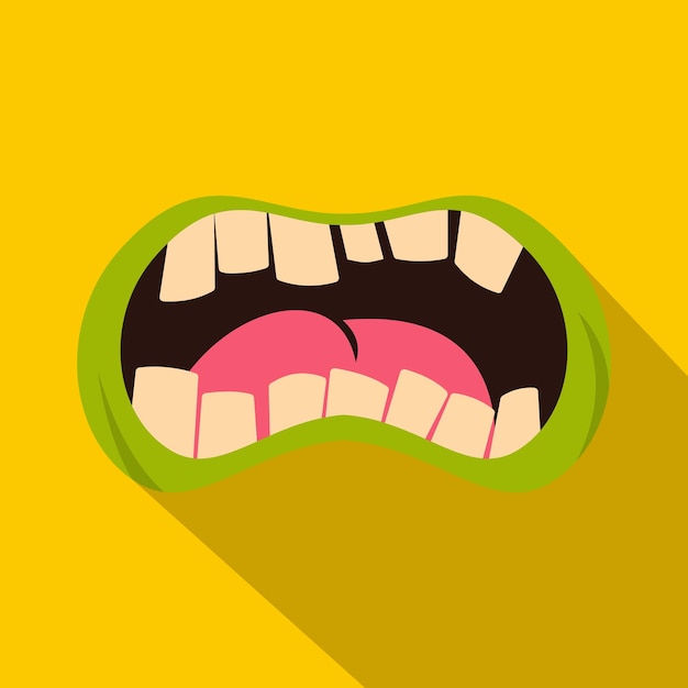 Vettore icona bocca aperta zombie illustrazione piatta dell'icona vettore bocca aperta zombie per il web isolato su sfondo giallo