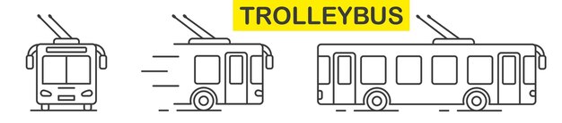 Openbaar vervoer Trolleybus Vector illustratie van het openbaar vervoer Troleybus dunne lijn