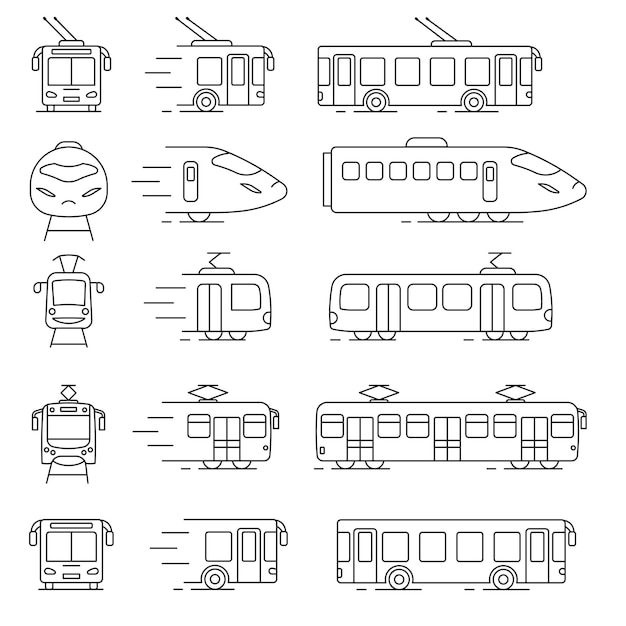 Openbaar vervoer Vectorillustratie van openbaar vervoer Lineair voertuigicoon