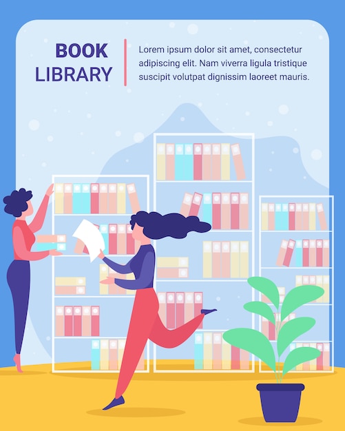 Vector openbare, universiteitsbibliotheek vector poster sjabloon