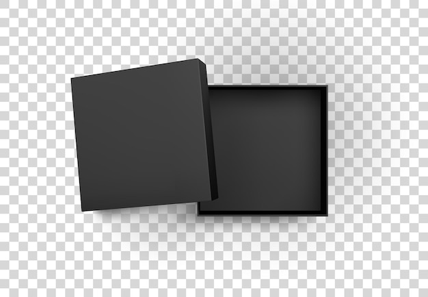 opened black gift box realistic vector illustration