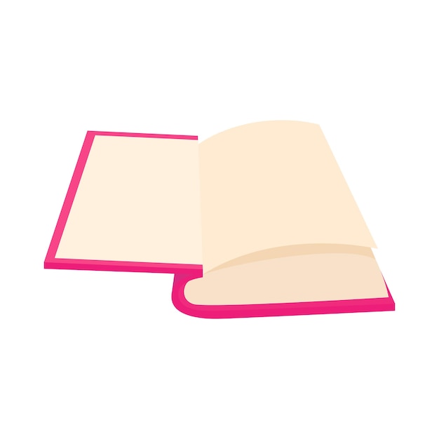 Opened book icon in cartoon style on a white background