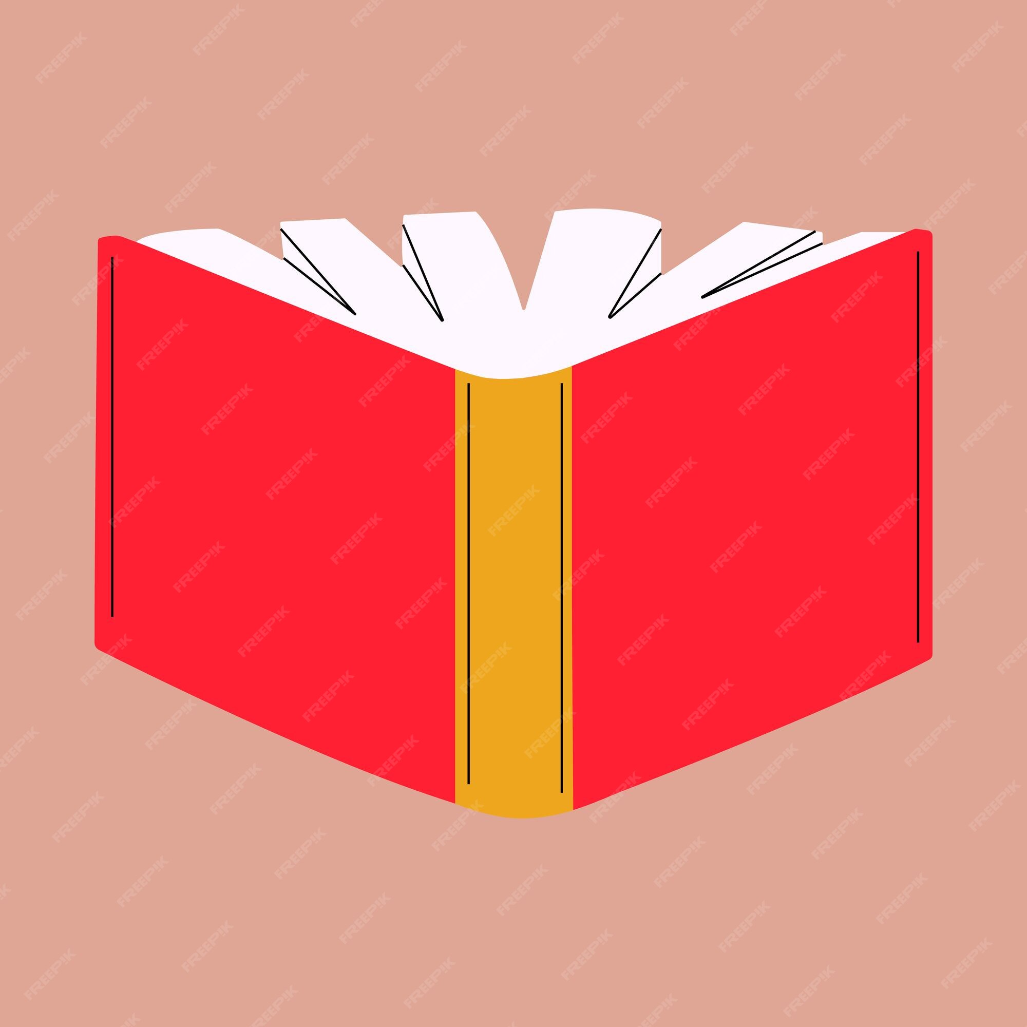 Drawing of an open book on a red background