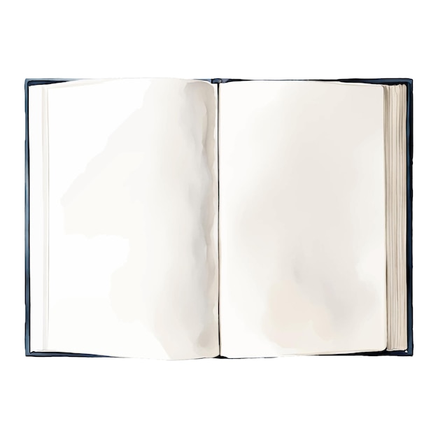 Vector opened book top view isolated hand drawn watercolor painting illustration