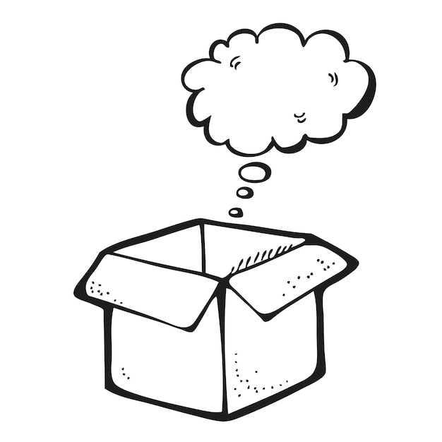 Vector opened box with speech bubble vector illustration of cardboard box with surprise