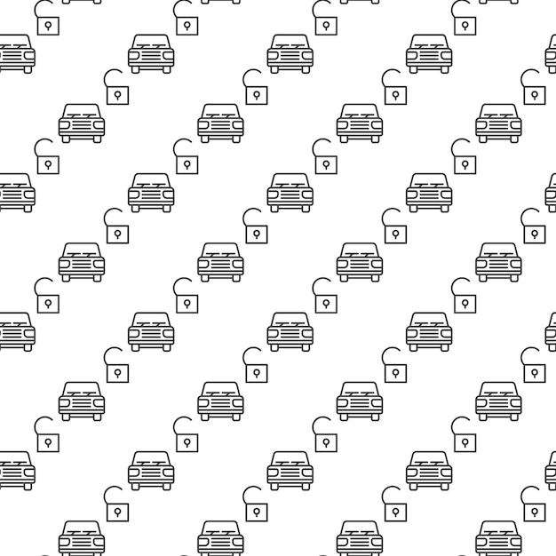 Vector opened car vector carsharing outline seamless pattern or background