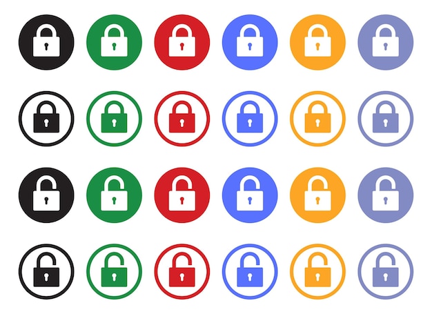 Opened and closed padlock icon in flat style