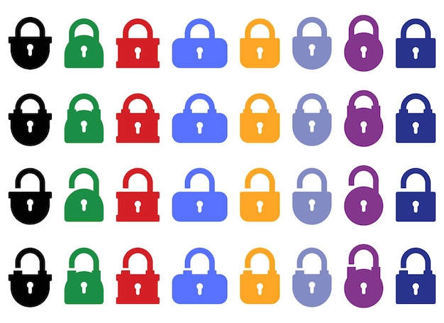 Opened and closed padlock icon in flat style