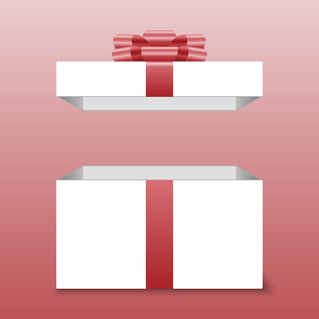 Vector opened gift box with red bow