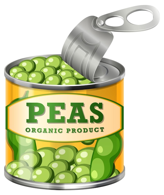 Vector opened green peas food can