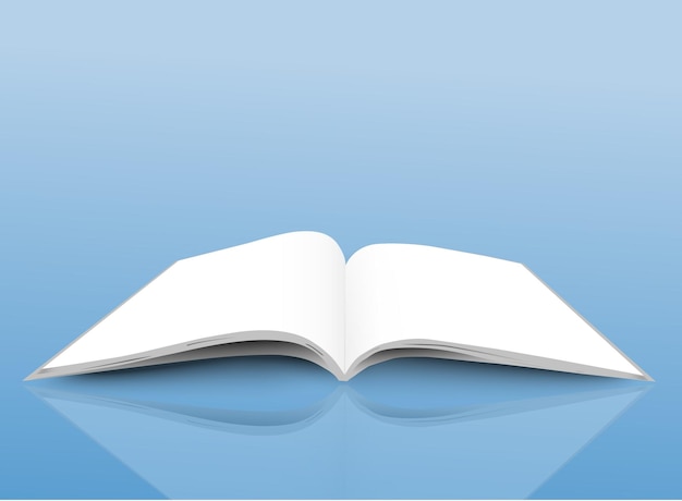 opened magazine illustration isolated on glass surface.