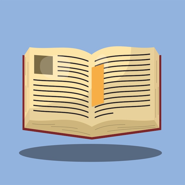 opened old book icon on blue background vector illustration