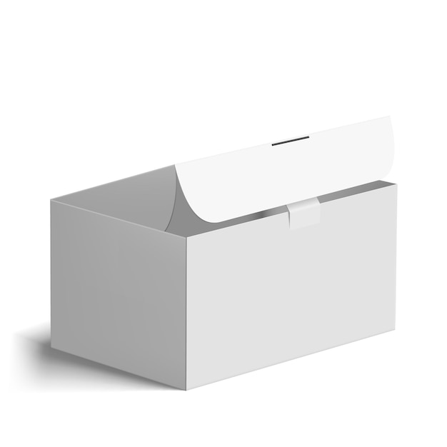 Opened white cardboard package gift box on white background