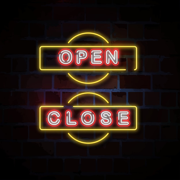 openen en sluiten neon teken illustratie