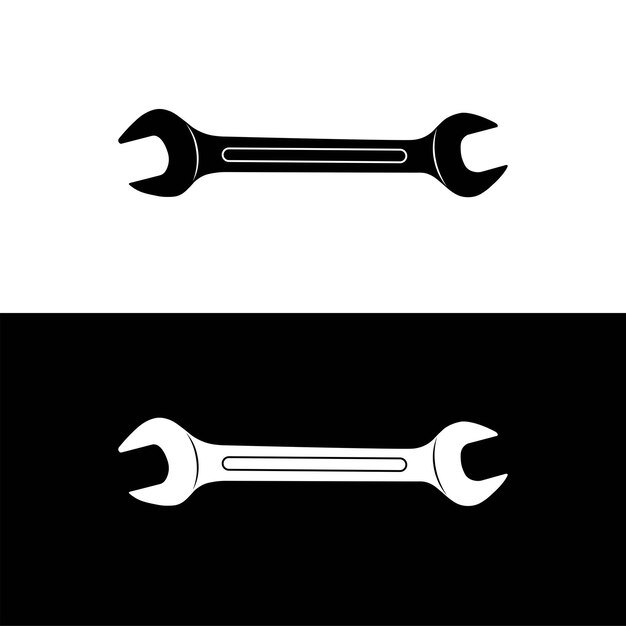 Openended spanner silhouette vector Work tool icon