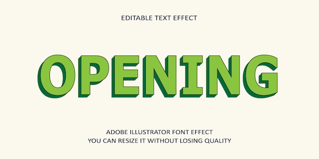 Opening editable text font effect