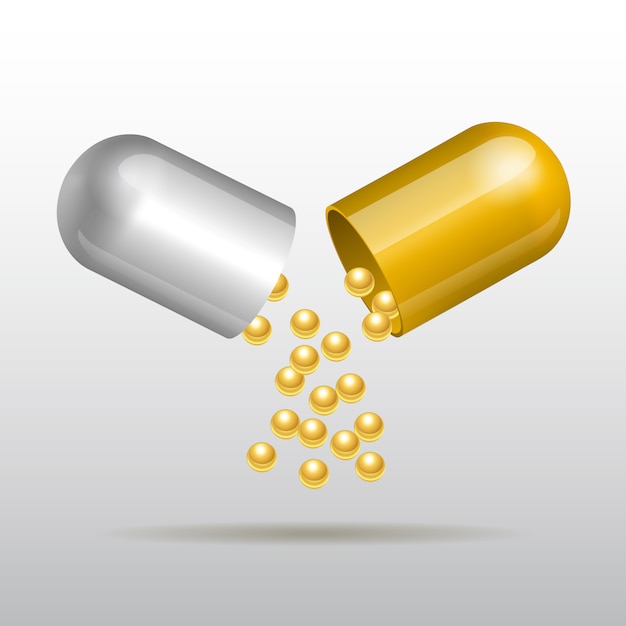 opening gold medical capsule