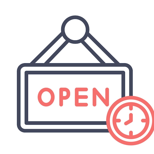 Opening Hours Vector Illustration Style