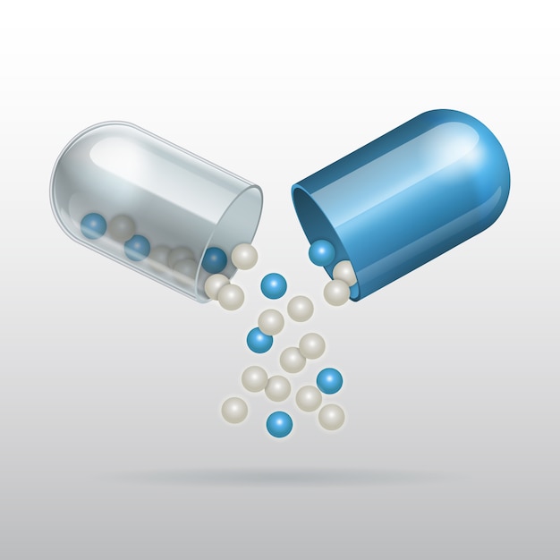 opening medical blue capsule