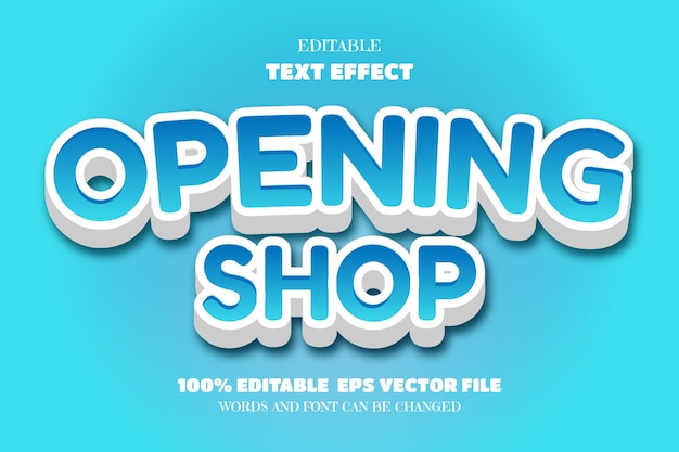 Vettore effetto del carattere modificabile del testo del negozio di apertura