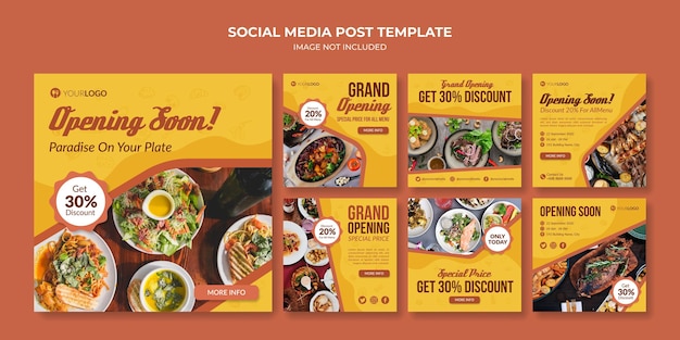 Opening soon social media post template for restaurant