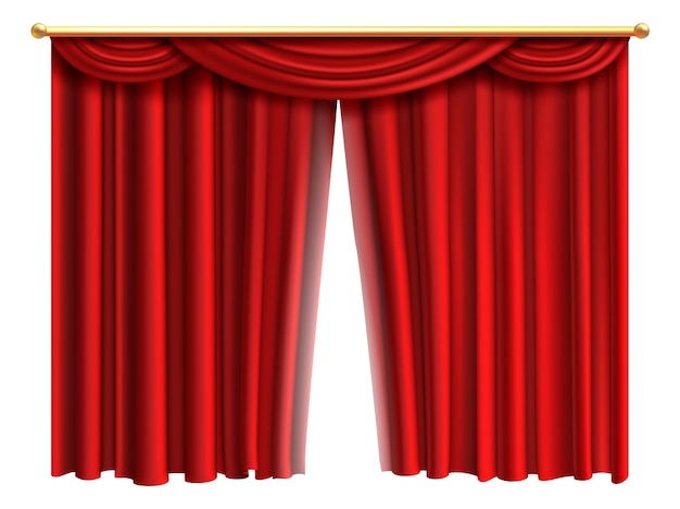 Vector opening theatre curtains red cinema stage drapes