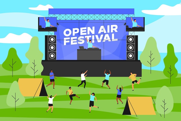 Vector openluchtconcert illustratie