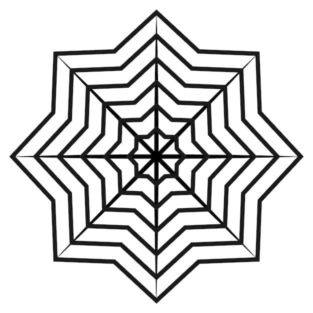 Openwork contour drawing of an abstract snowflake in a minimalist style Line art Isolate