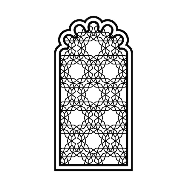 Vector openwork oriental window in silhouette style for printing and decoration vector illustration