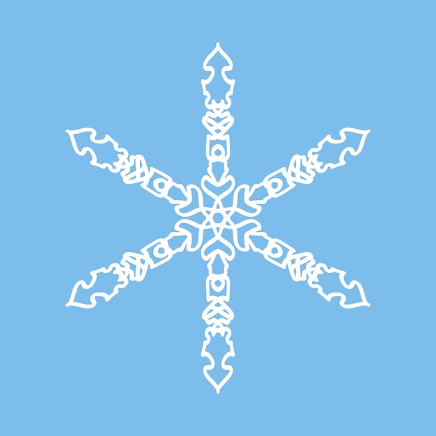 Openwork vector white snowflake on a blue background.