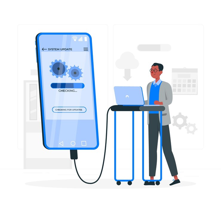 Vector operating system upgrade concept illustration
