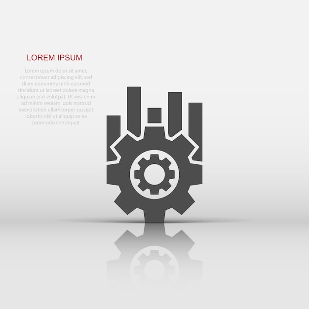 Operation project icon in flat style Gear process vector illustration on white isolated background Technology produce business concept