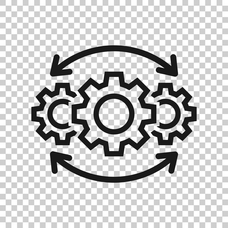 वेक्टर operation project icon in transparent style gear process vector illustration on isolated background technology produce business concept