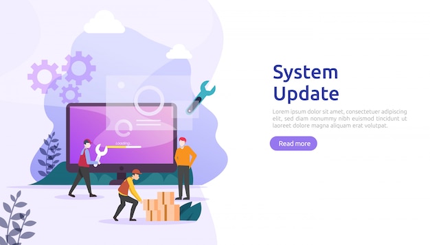 Vector operation system update progress concept. data synchronize process and installation program.