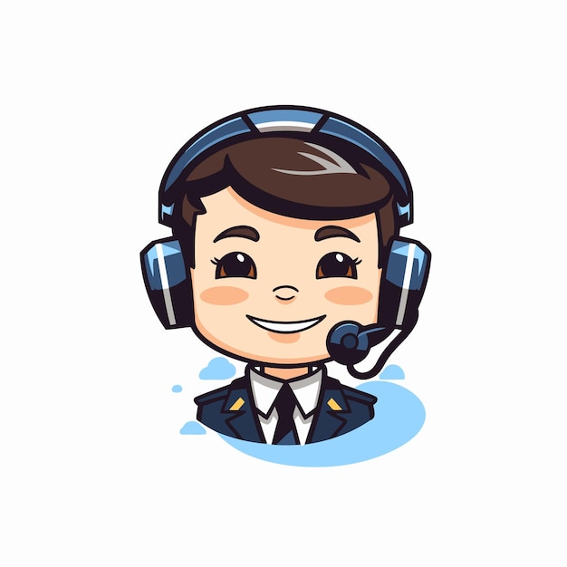 Operator Boy Call Center Vector Illustratie Cartoon Character Design